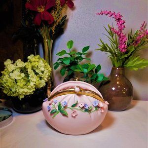 Vintage Lefton Porcelain Pink Purse Planter